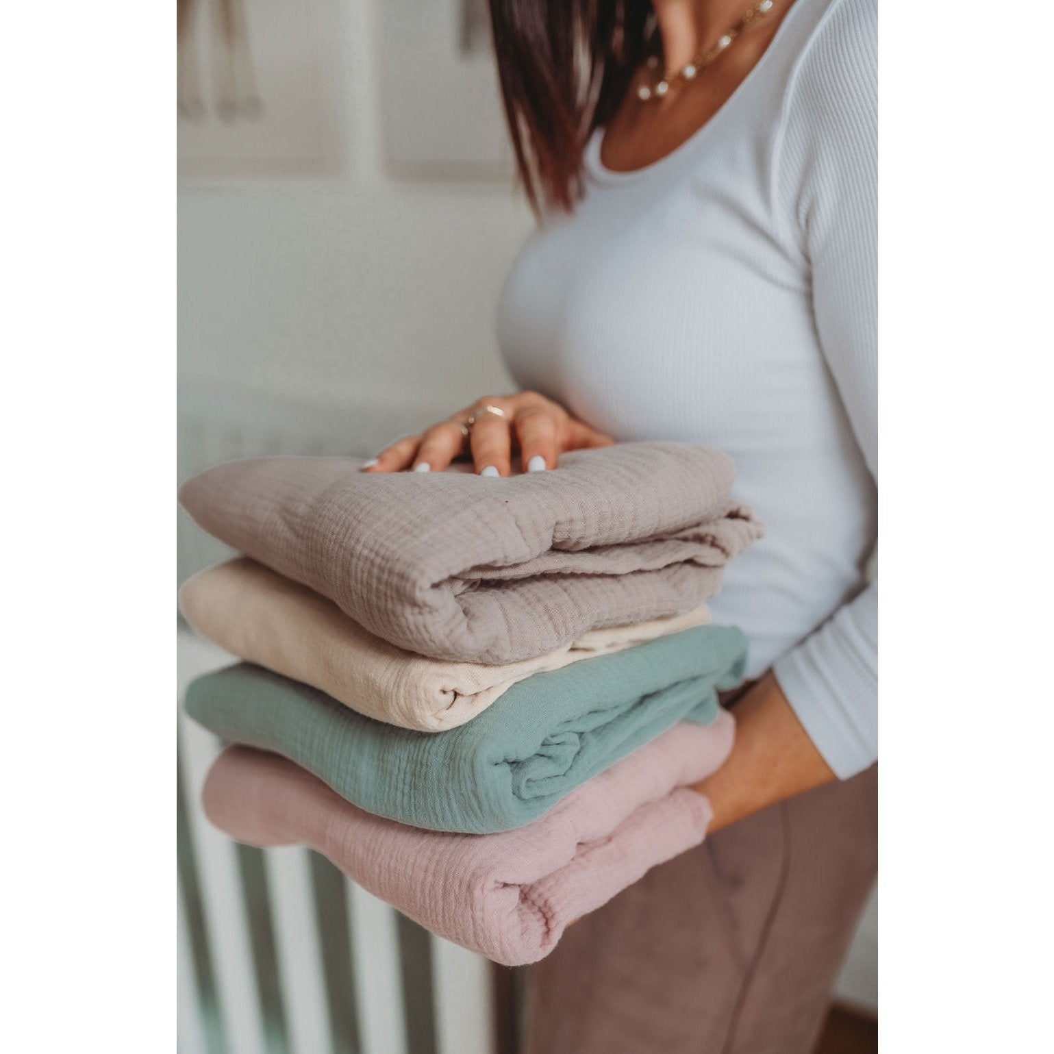 Organic Muslin Crib Sheet, Mocha